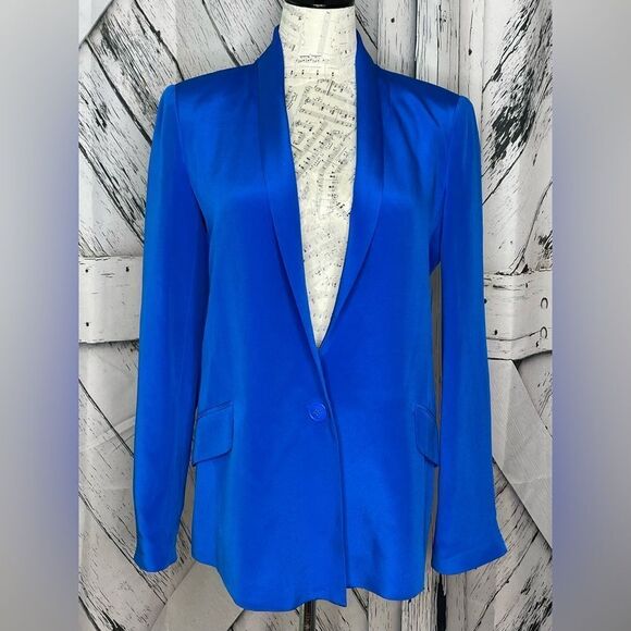 TRUTH AND PRIDE Electric Blue Silk Jacket S - Picture 2 of 9